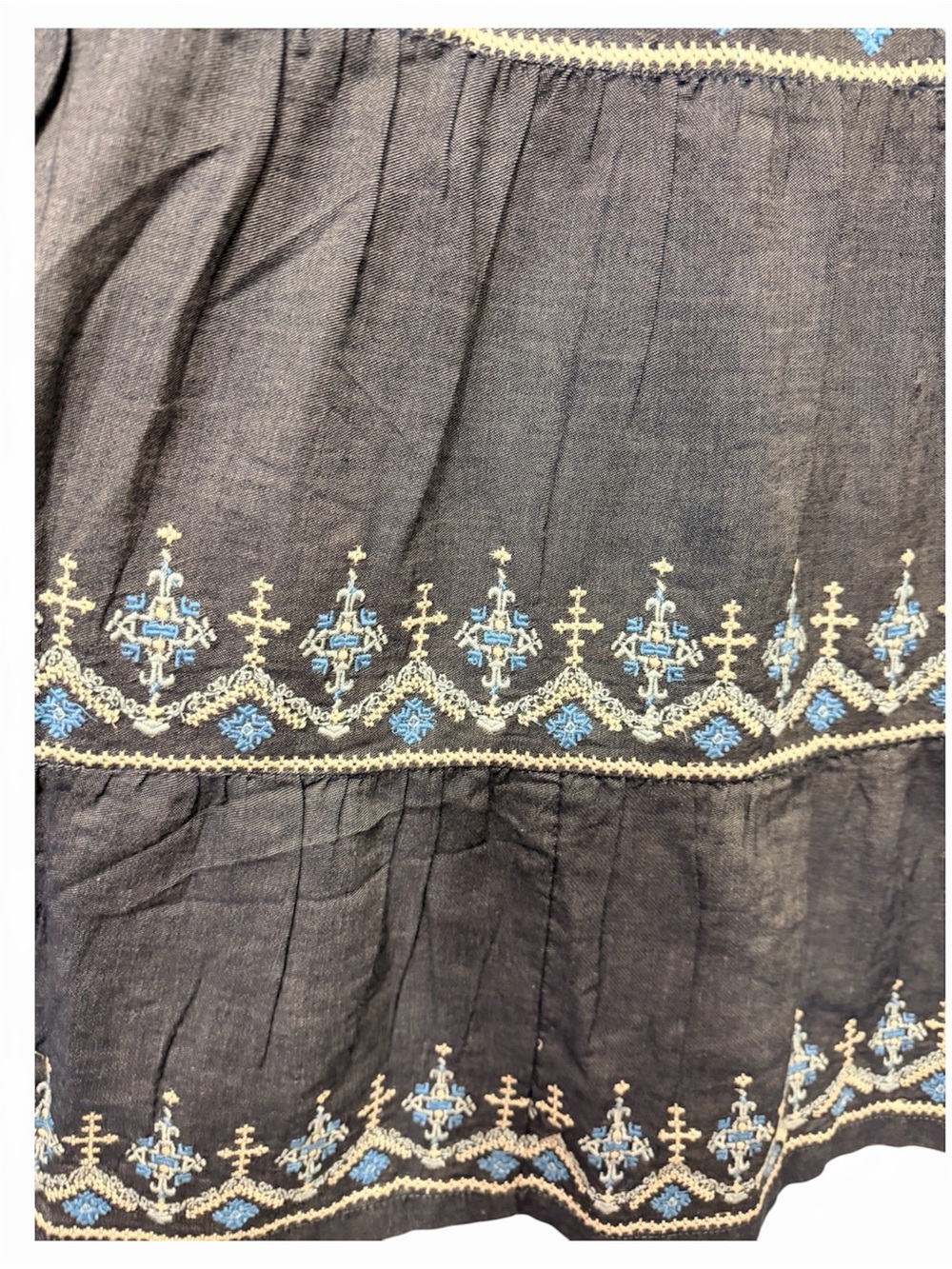Denim 24/7 Navy Maxi Skirt with Embroidered Hem - Picture 2 of 3